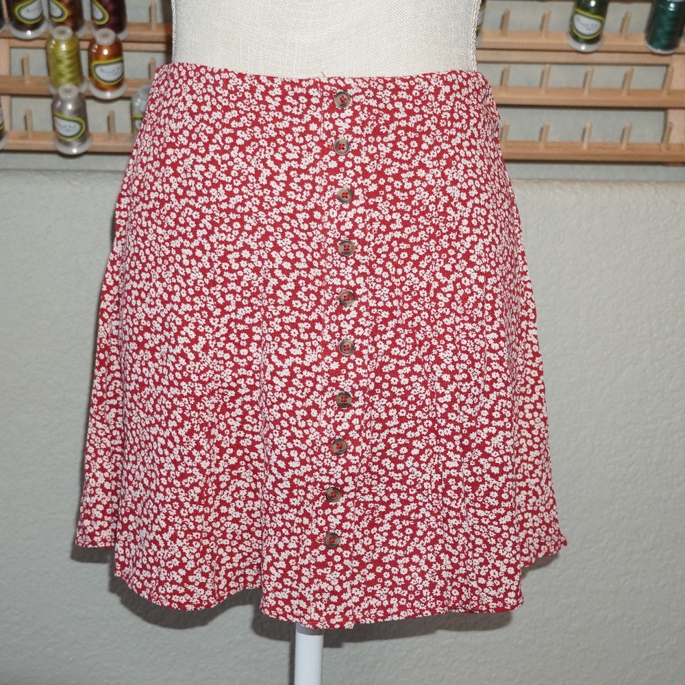 Red Floral Skirt